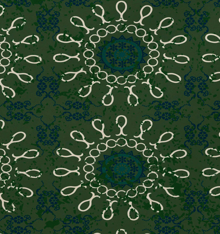 Sun Tile Geometric Print Placemat, Set of 4, Green