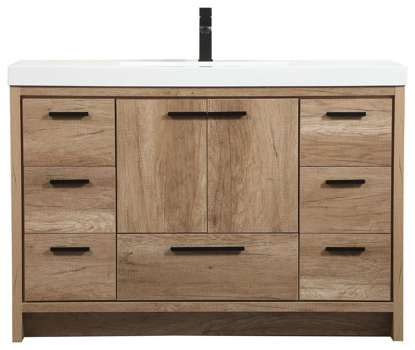 Walker Natural Oak-Light Bathroom Vanity, Natural Oak, 48"