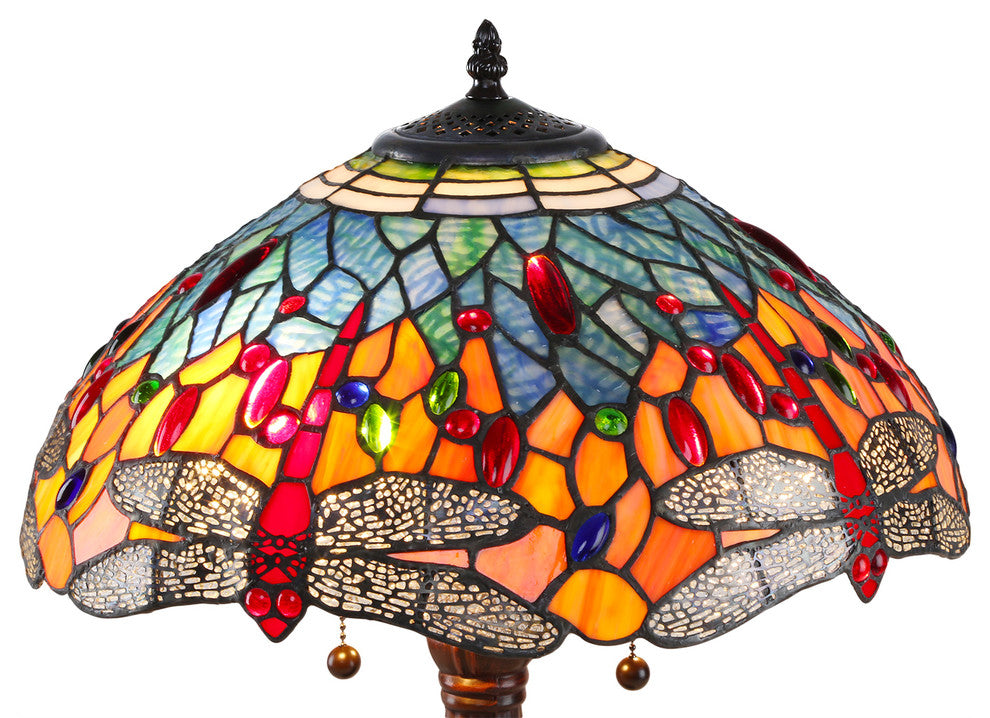 Serena d'italia Tiffany 2-Light Red Dragonfly 25" Table Lamp