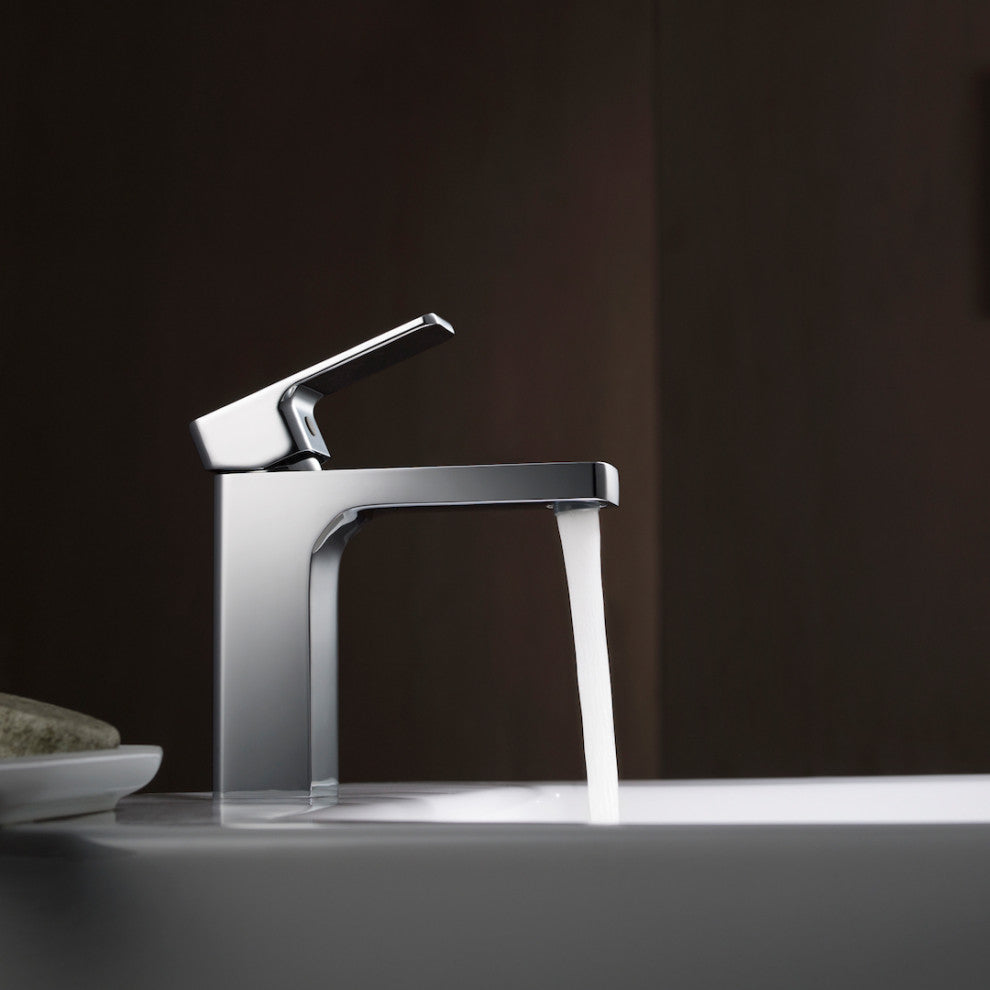 Blossom Brass Square Single Handle Bathroom Vanity Sink Faucet, Chrome W/ Pop-Up