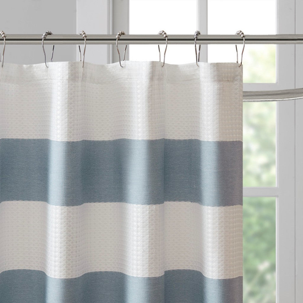 Madison Park Spa Waffle Shower Curtain With 3M Treatment, Blue