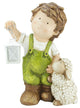 16.5" Young Boy Gnome with Lamb and Lantern Outdoor Garden Patio Figure