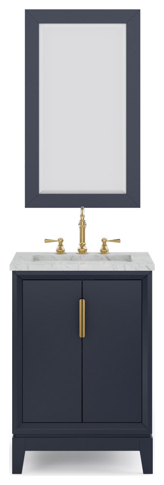 Elizabeth 24" Single Sink Carrara White Marble Vanity, Monarch Blue