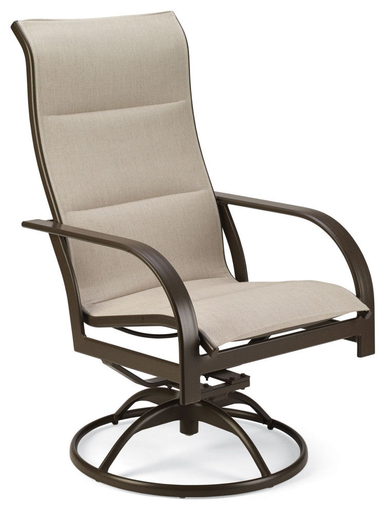 Key West Padded Sling Ultra High Back Swivel Rocker Dining Chair