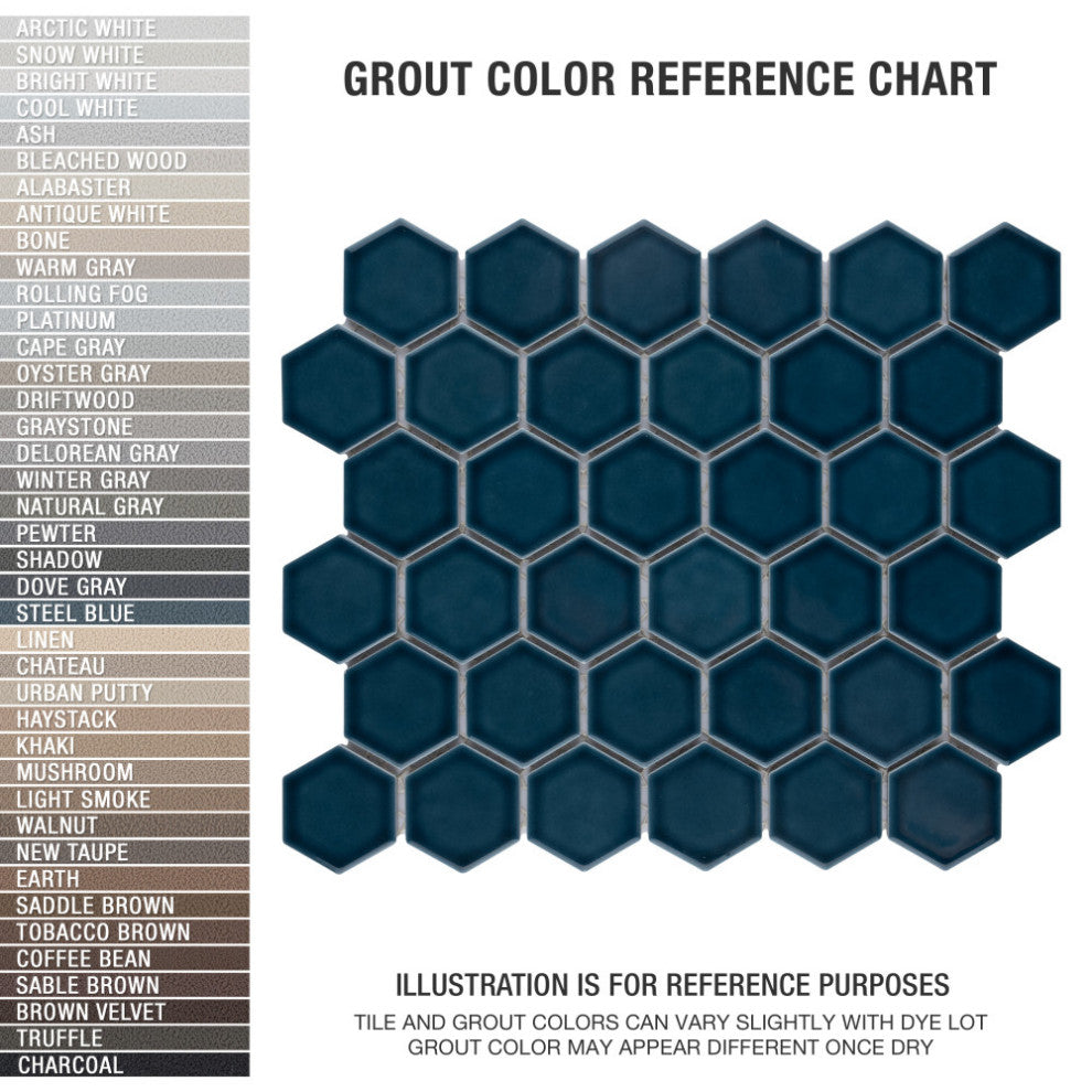 Tribeca 2" Hex Porcelain Mosaic Floor and Wall Tile, Glacier Blue