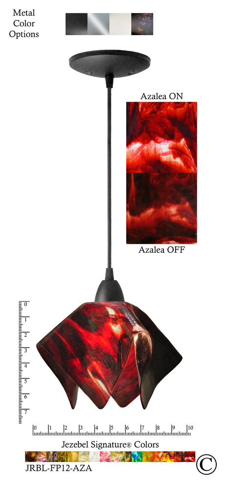 Small Jezebel Signature Flame Pendant, Azalea, Matte Black Base