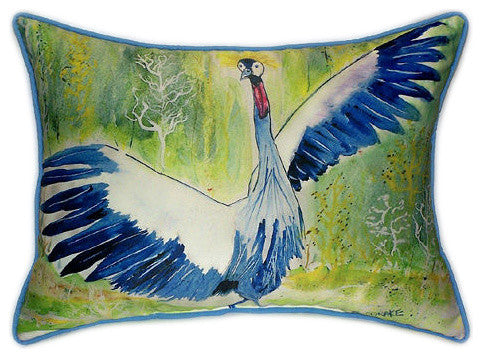 Pair of Betsy Drake Dancing Crane Large Pillows 15 Inchx22 Inch