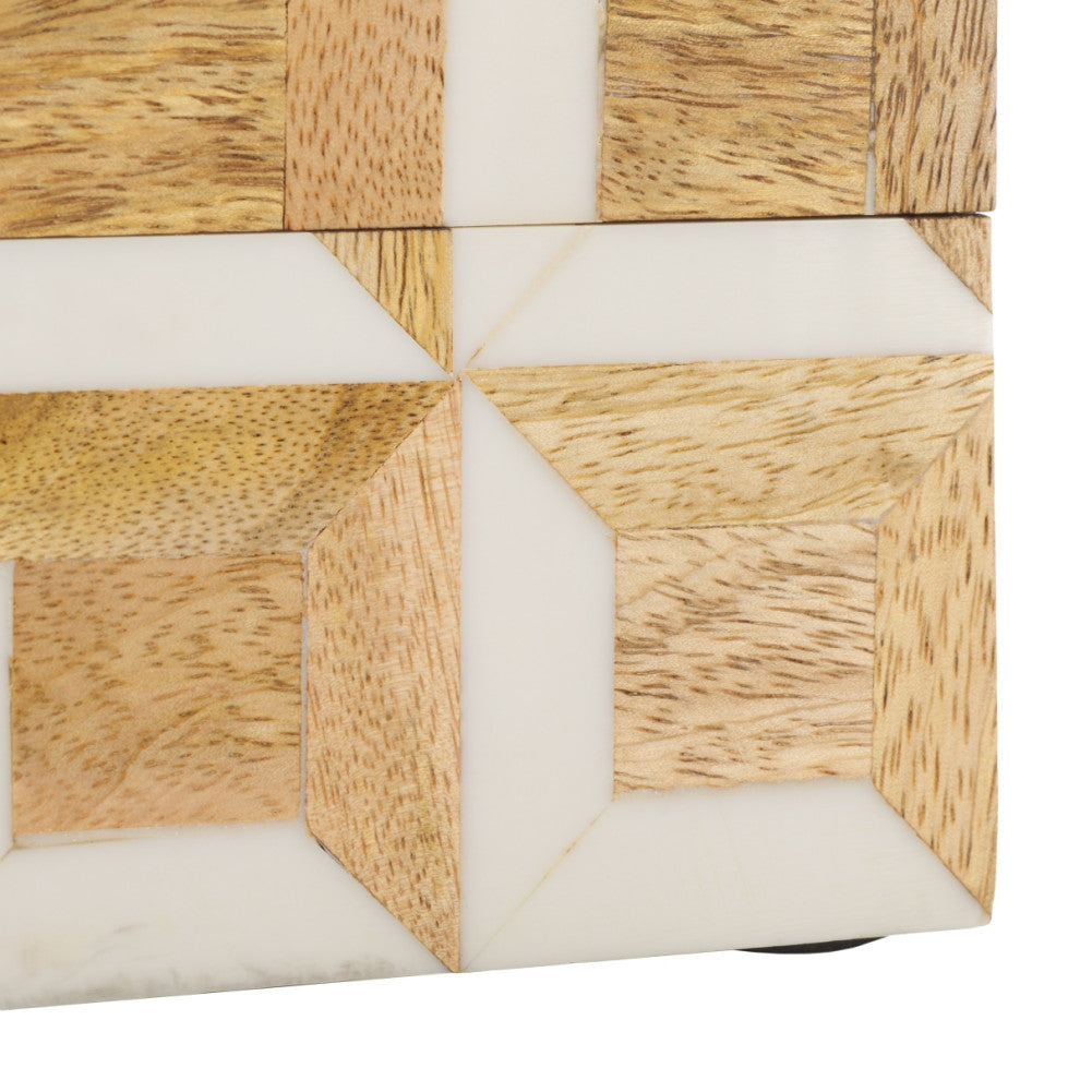 Safavieh Lori Decor Box, Set of 2, Antique Ivory/Natural Brown