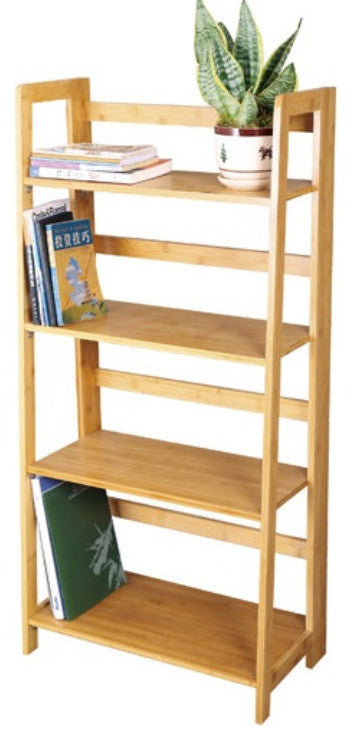 Timber Valley Multi-functional 4 Tier Bamboo Bookcase Shoe Rack Storage Shelves