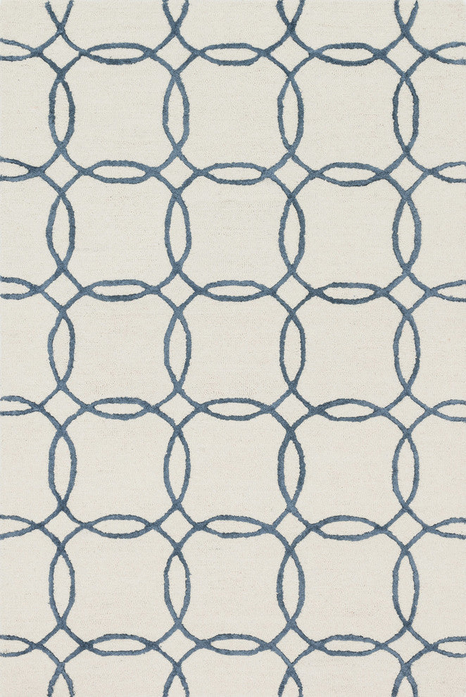 Panache PC-08 Ivory-Blue Area Rug, 2'3"x7'6"