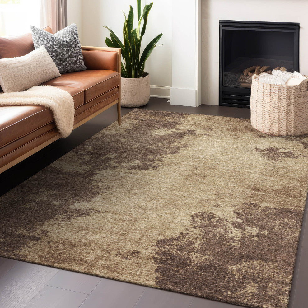 Machine Washable Indoor/Outdoor Chantille ACN1902 Brown 5' x 7'6" Rug