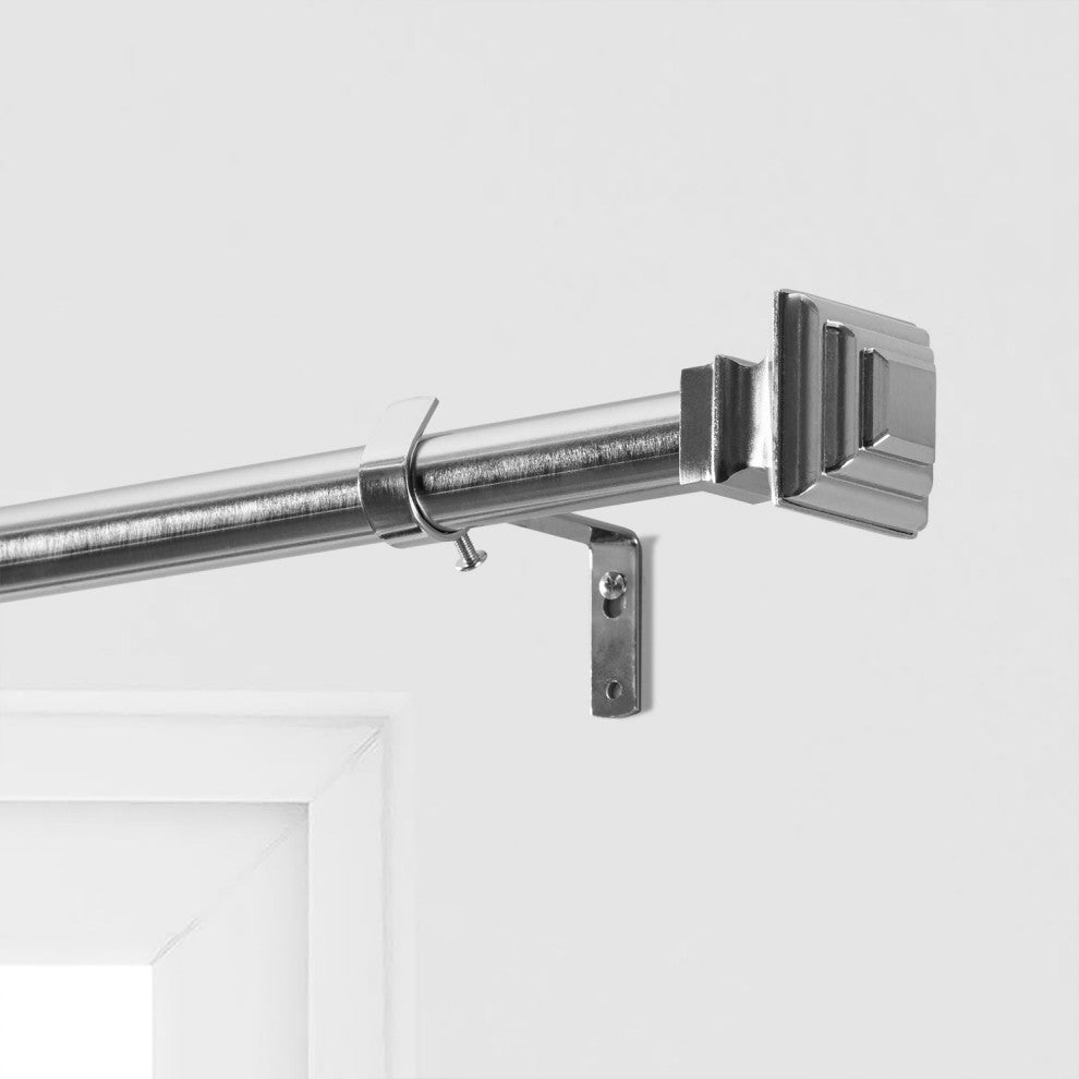 Modern Square Extendable Metal Rod Set, 52" 144", Nickel
