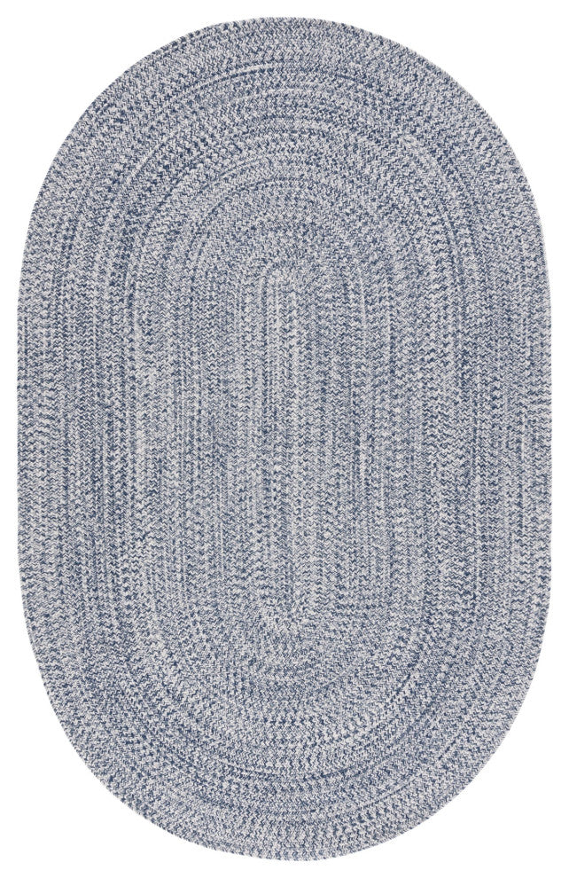 Safavieh Braided BRA201 Rug Machine-Washable, Dark Blue/Ivory, 8'x10' Oval