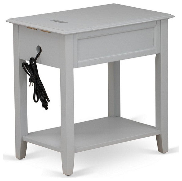 Wood Night Stand For Bedroom, 1 Wooden Drawer, Urban Gray