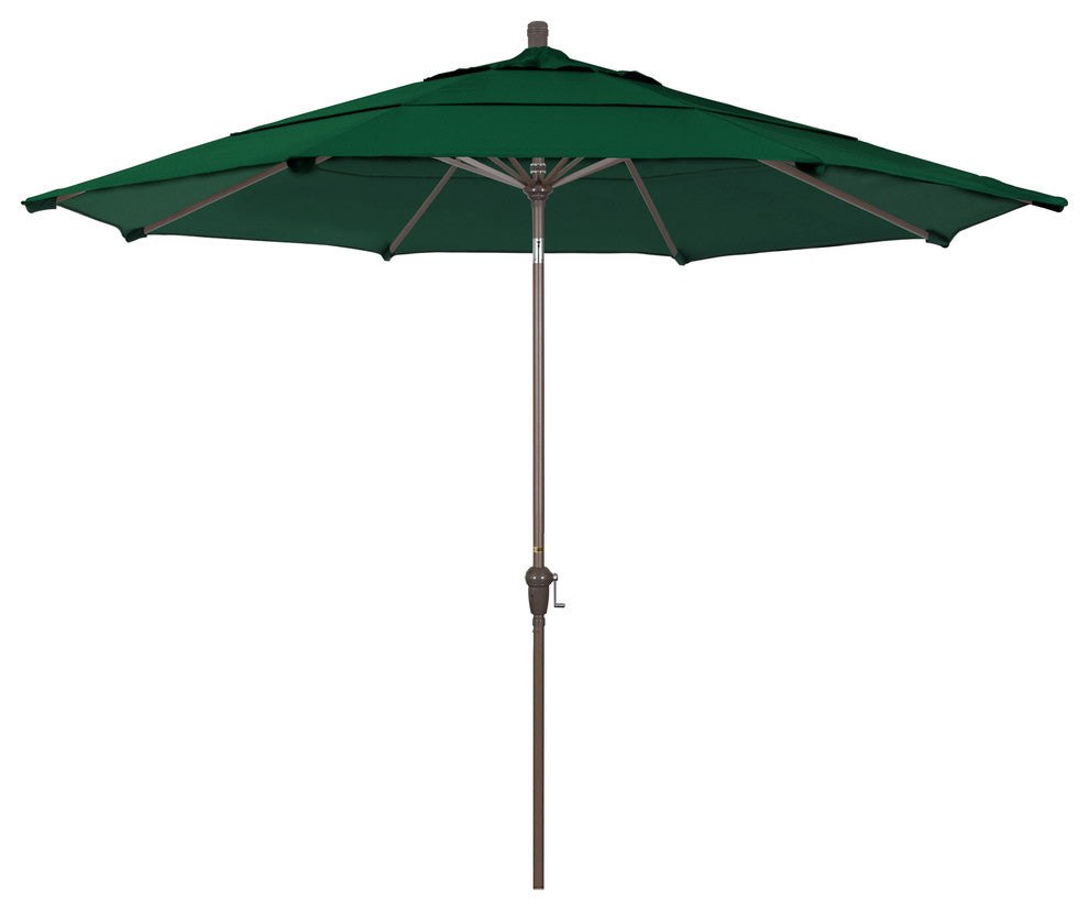 11' Champagne Auto-Tilt Crank Aluminum Umbrella, Hunter Green Olefin