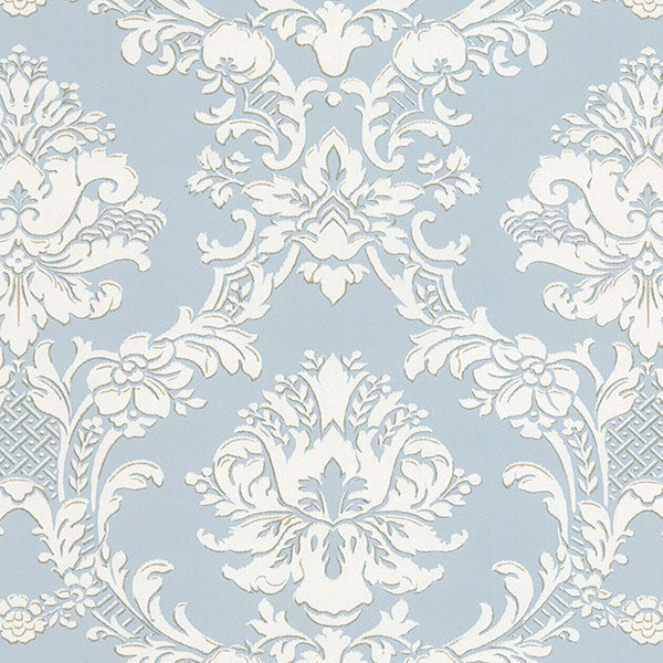 Traditional Damask Wallpaper, Aqua, Bolt
