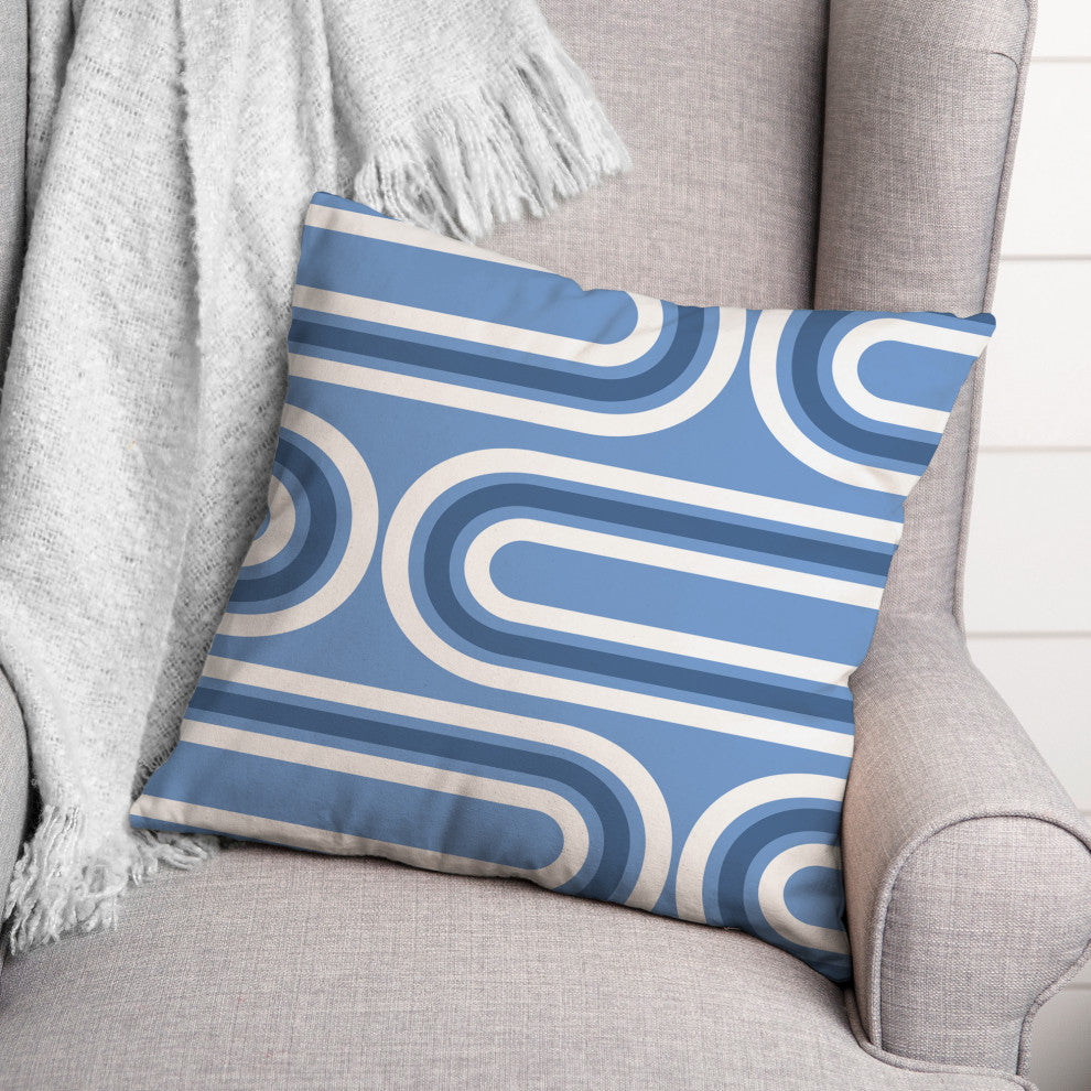Groovy Blue Lines 18x18 Spun Poly Pillow
