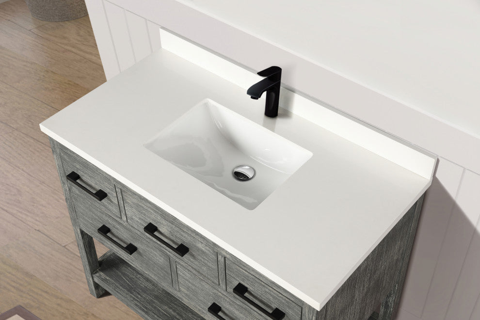 Betty 42" Bathroom Vanity, Weathered Gray Finish
