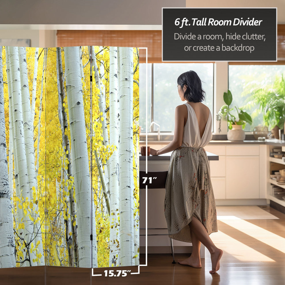 6' Tall Double Sided Birch Trees Room Divider