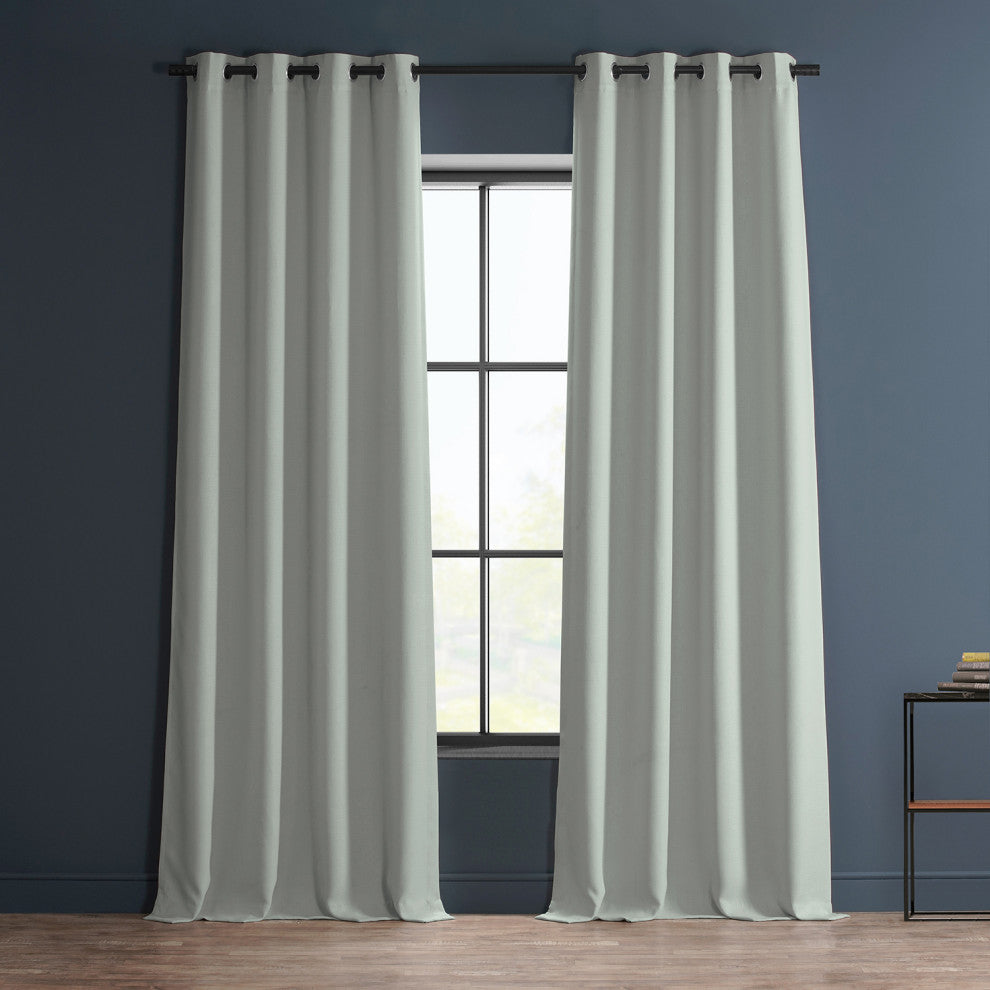 Faux Linen Grommet Room Darkening Curtain Single Panel, Oyster, 50"x96"