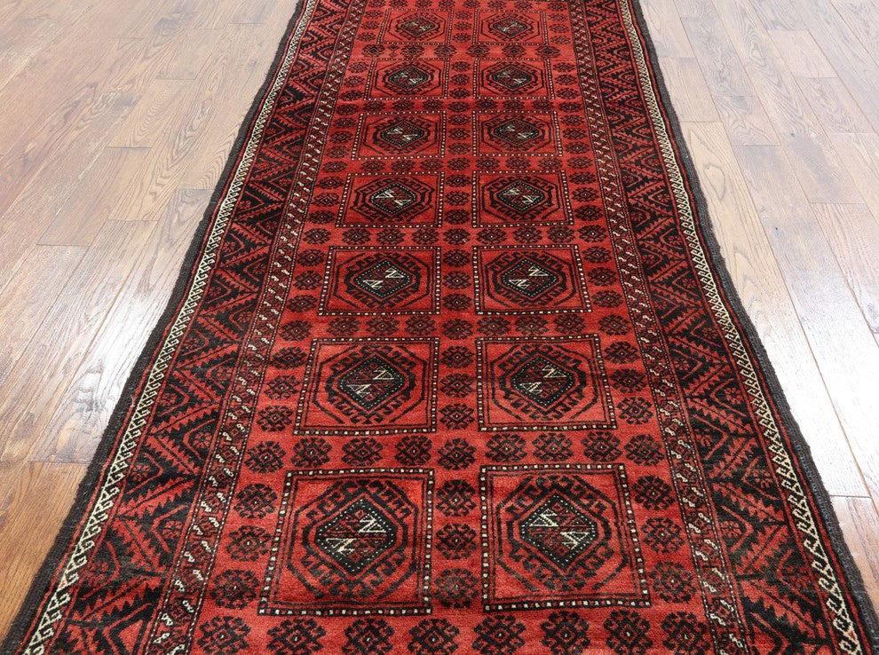 4'x9 Persian Balouch Traditional Wool Runner, W2324