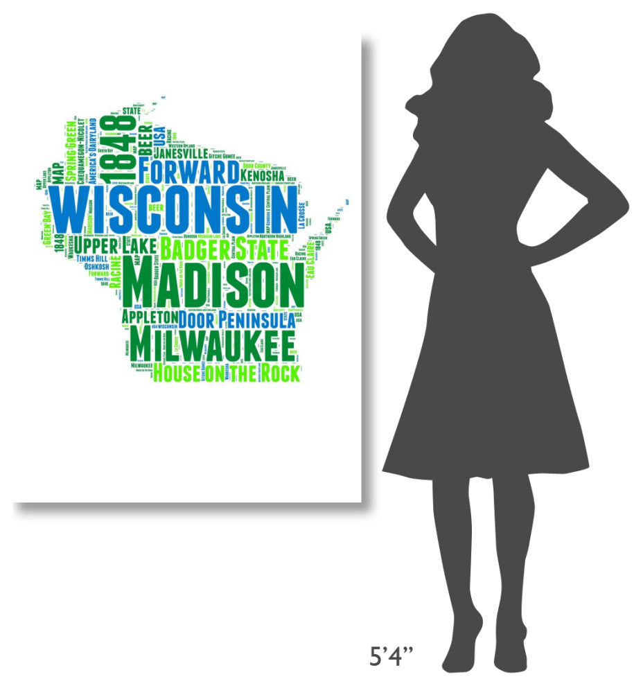 "Wisconsin Word Cloud Map" Fine Art Print