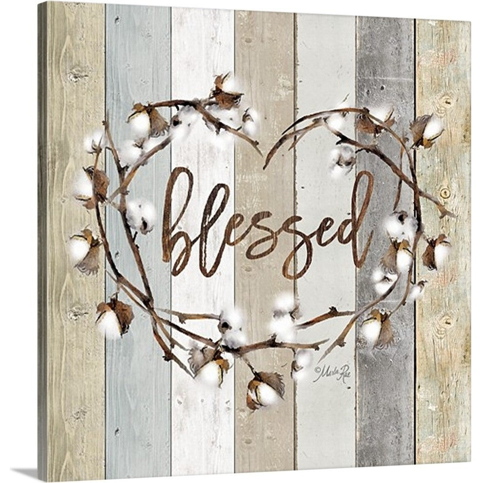 Blessed Cotton Wreath Wrapped Canvas Art Print, 30"x30"x1.5"