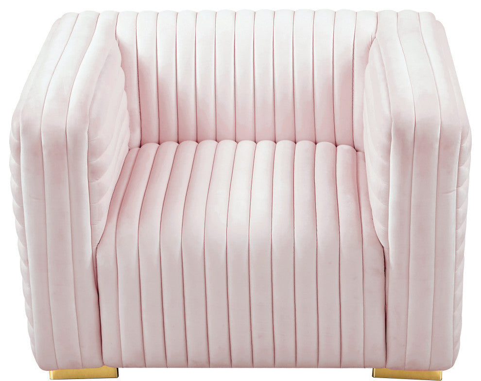 Ravish Velvet Upholstered Chair, Pink, Chair