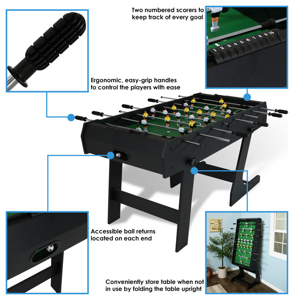 Sunnydaze Compact 48-Inch Folding Foosball Game Table - Create a Game Room