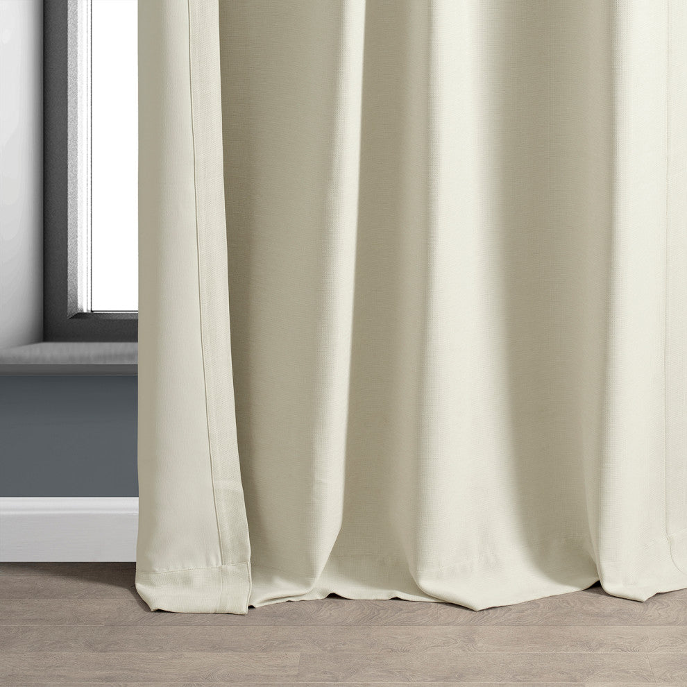 Cottage White Bellino Blackout Room Darkening Curtain Single Panel, 50"x108"