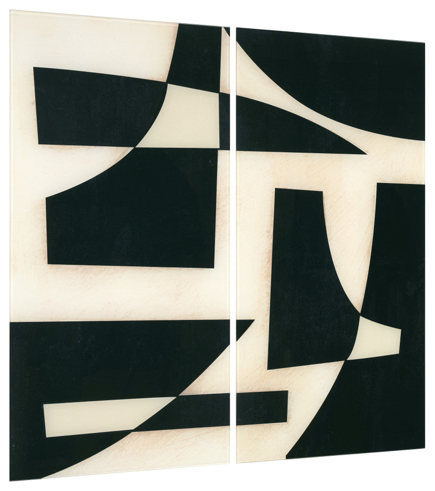 "Onyx Cutout" Oversized 72"x36" Frameless Reverse Printed Tempered Art Glass Set