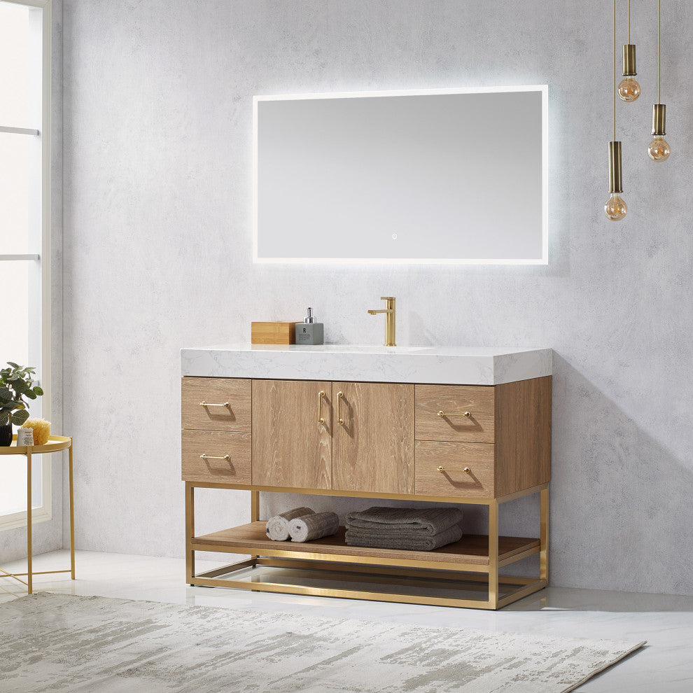 Alistair Vanity, North American Oak, 48 Inch, With Mirror
