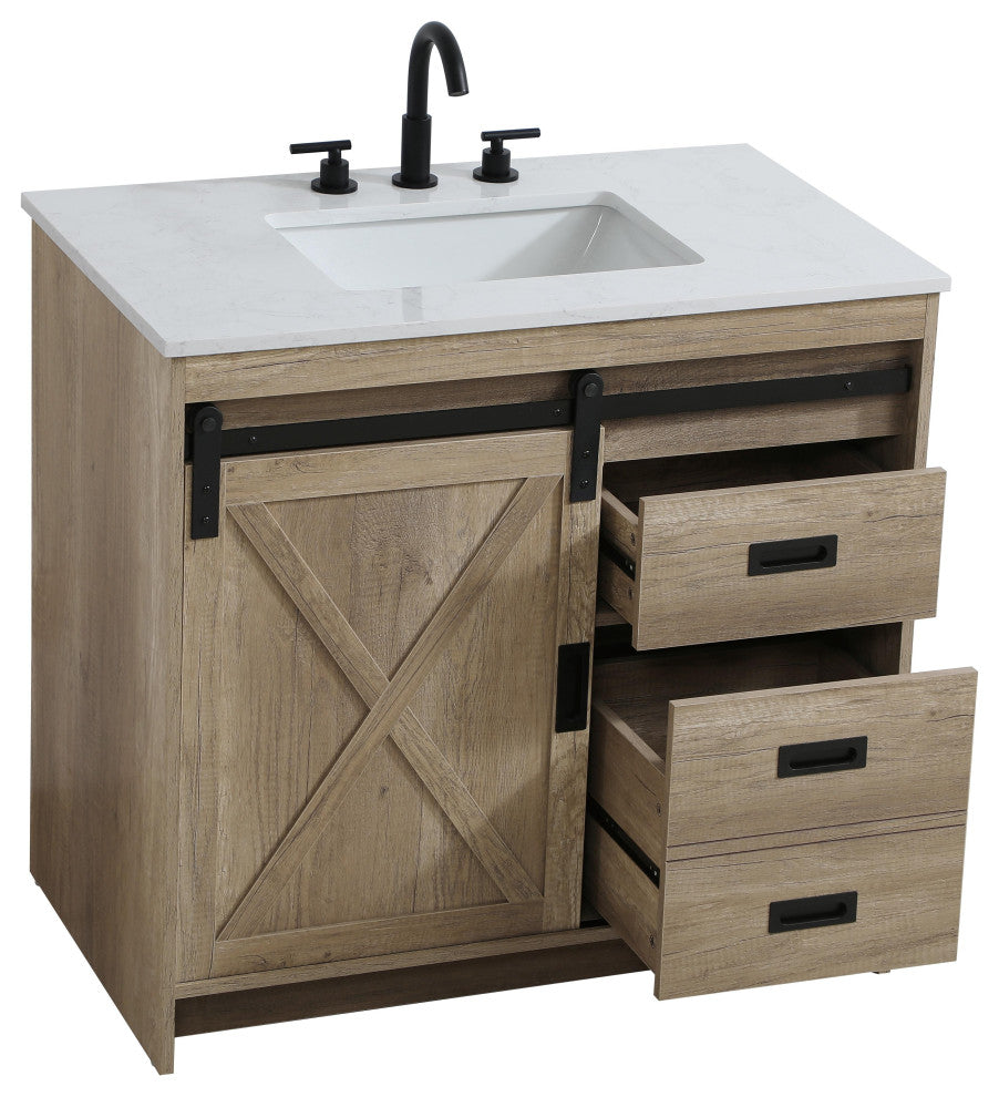 Home Living 36" Single Bathroom Vanity, Natural Oak