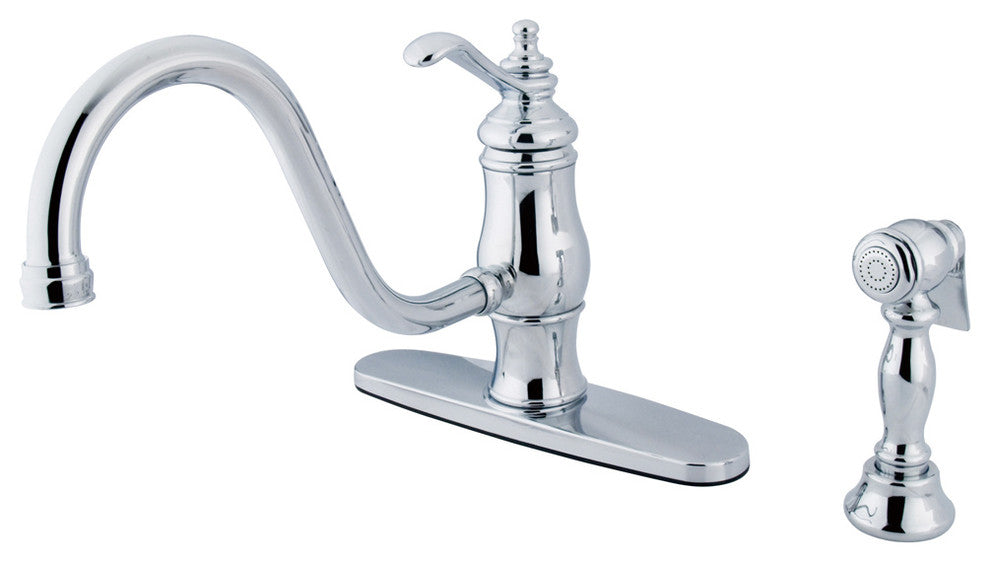 Single Handle 8" Centerset Kitchen Faucet with Side Sprayer KS1571TLBS