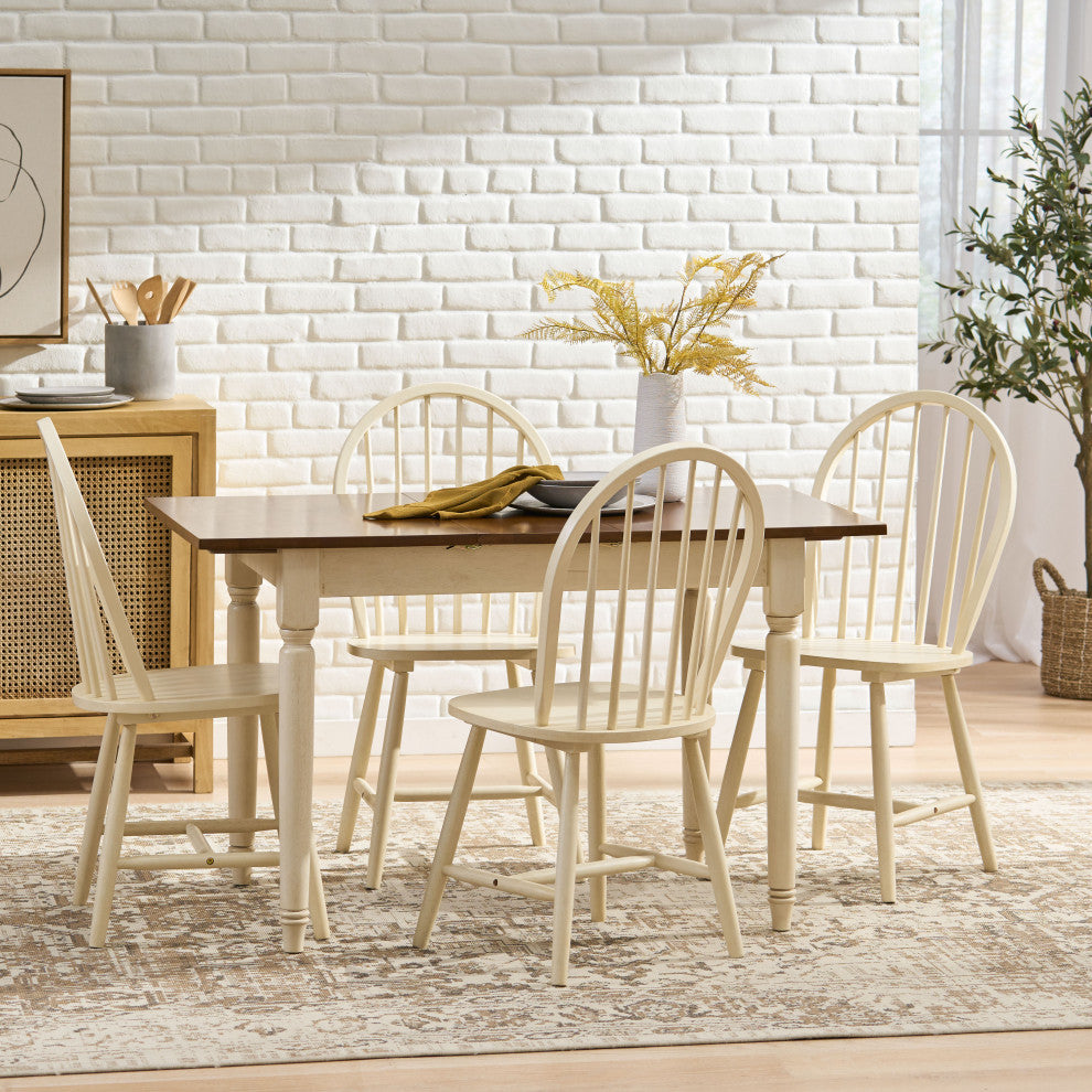 GDF Studio 5-Piece Gates Spindle Wood Dining With Leaf Extension Set