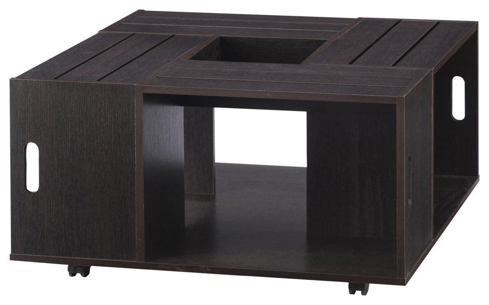 Furniture of America Conteery Wood Coffee Table with Casters in Espresso