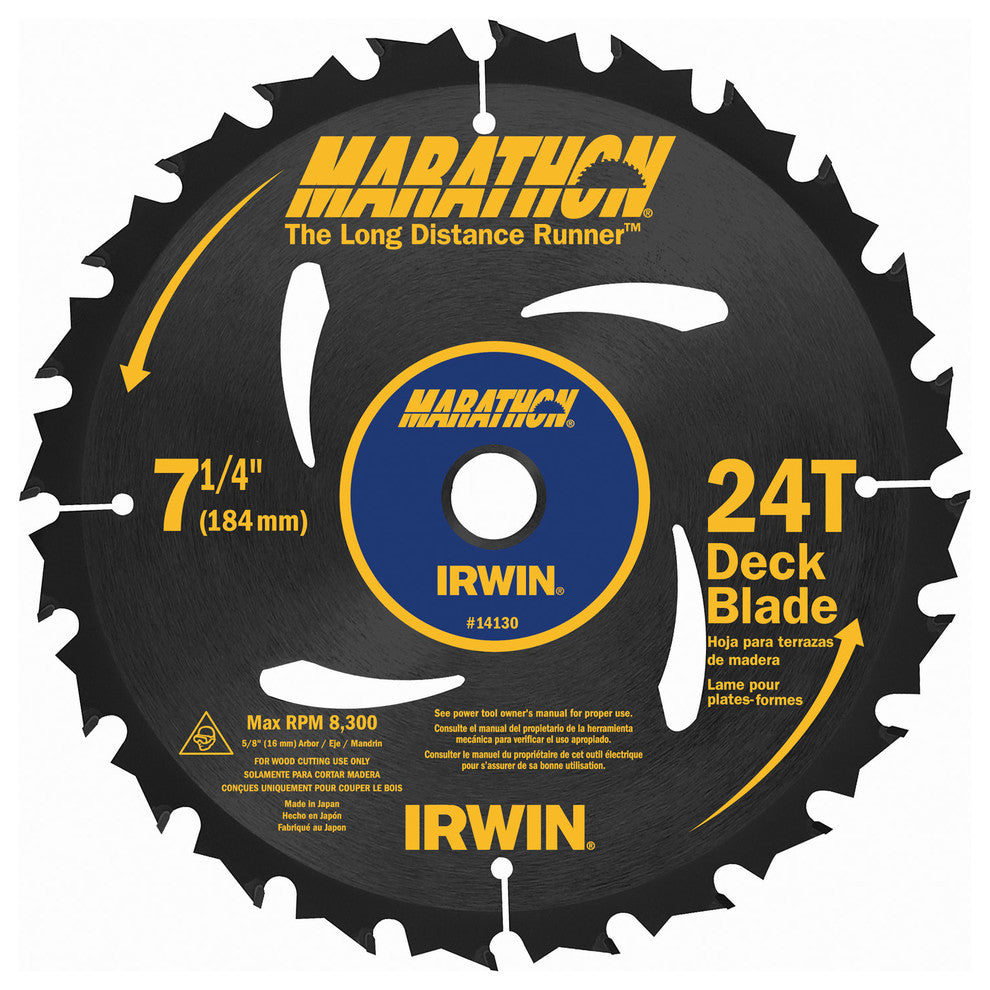Irwin Tools 14130 Carbide Tipped Marathon® Saw Blade, 7-1/4", 24T