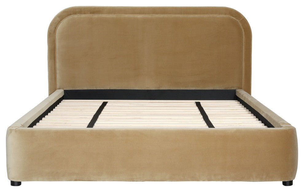 Anchor Polyester Velvet Bed, Camel, Queen