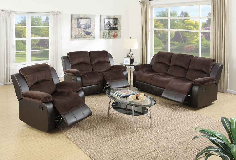Padded Suede Upholstered Motion Sofa, Chocolate