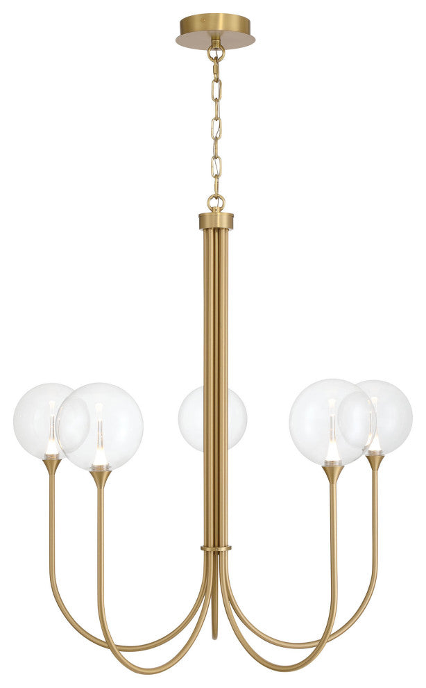 Iissa 5L 34" Gold Clear Chandelier