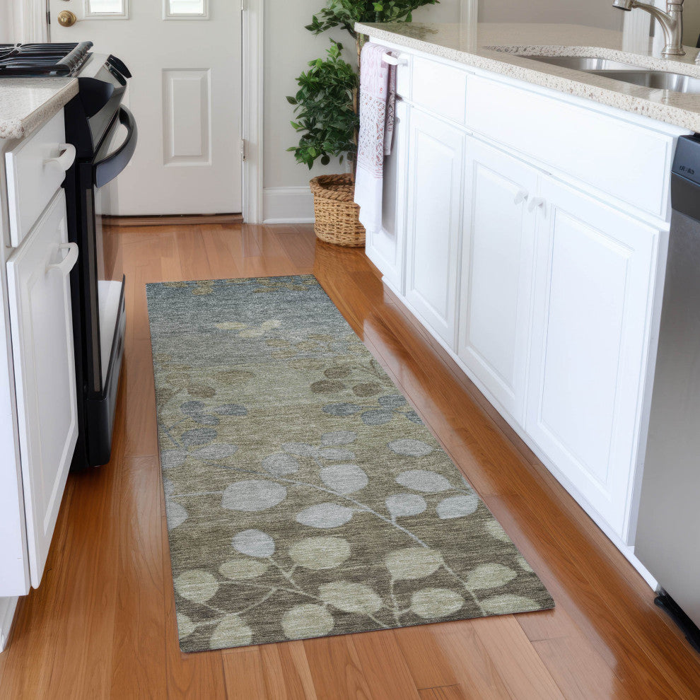 Machine Washable Indoor/Outdoor Chantille ACN1900 Khaki 2'3" x 7'6" Runner Rug