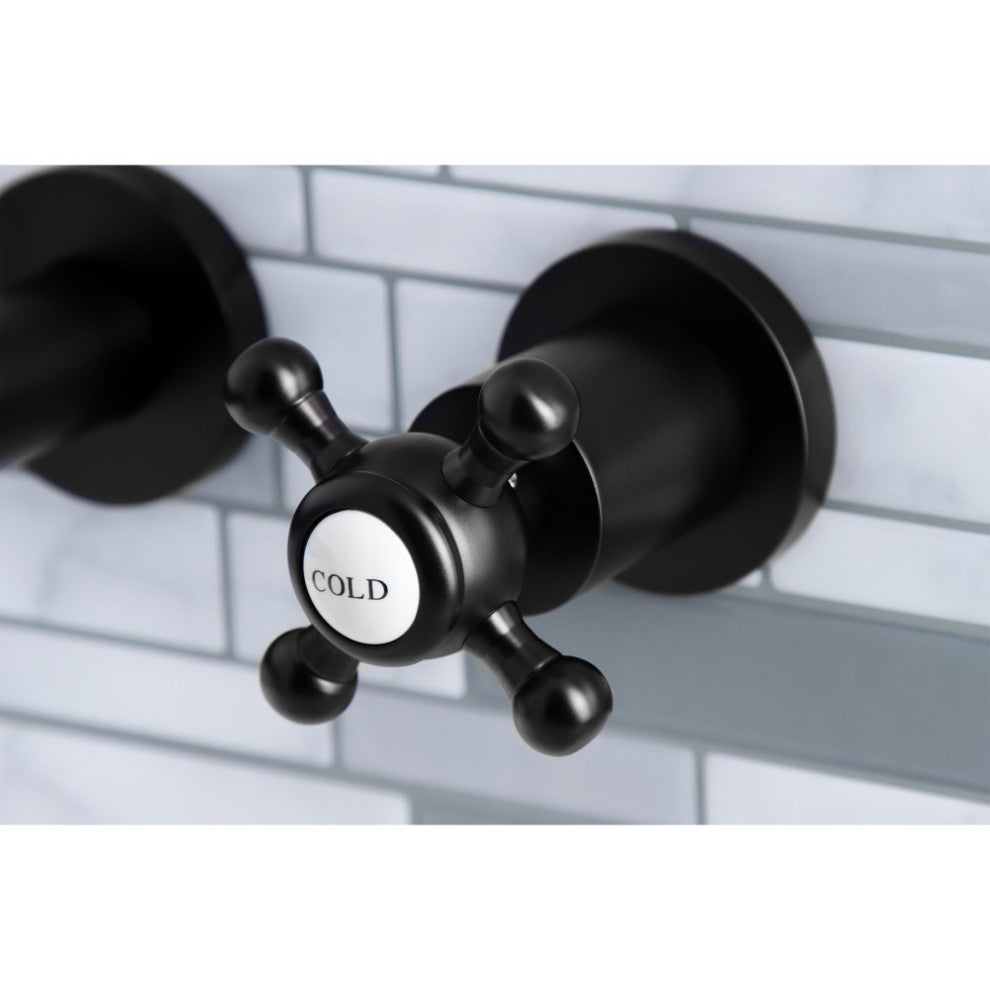 Kingston Brass KS8120BX 2-Handle 8 in. Wall Mount Bathroom Faucet, Matte Black
