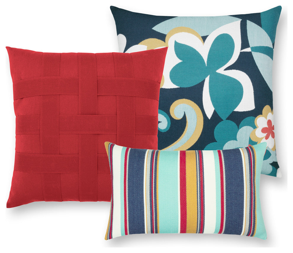 Basketweave Rouge Indoor/Outdoor Performance Pillow, 20"x20"