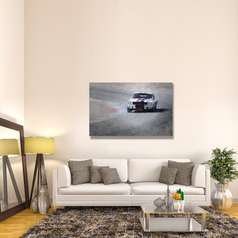 "Mustang on Race Track Watercolor" Fine Art Print