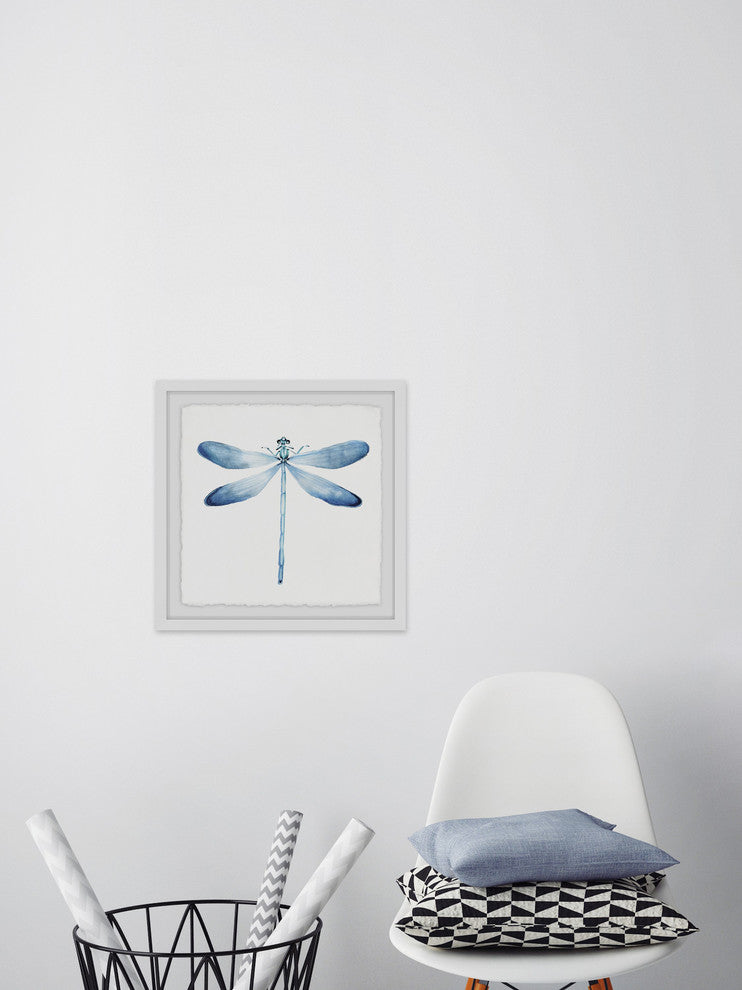 "Pastel Blue Dragonfly" Framed Painting Print, 18"x18"