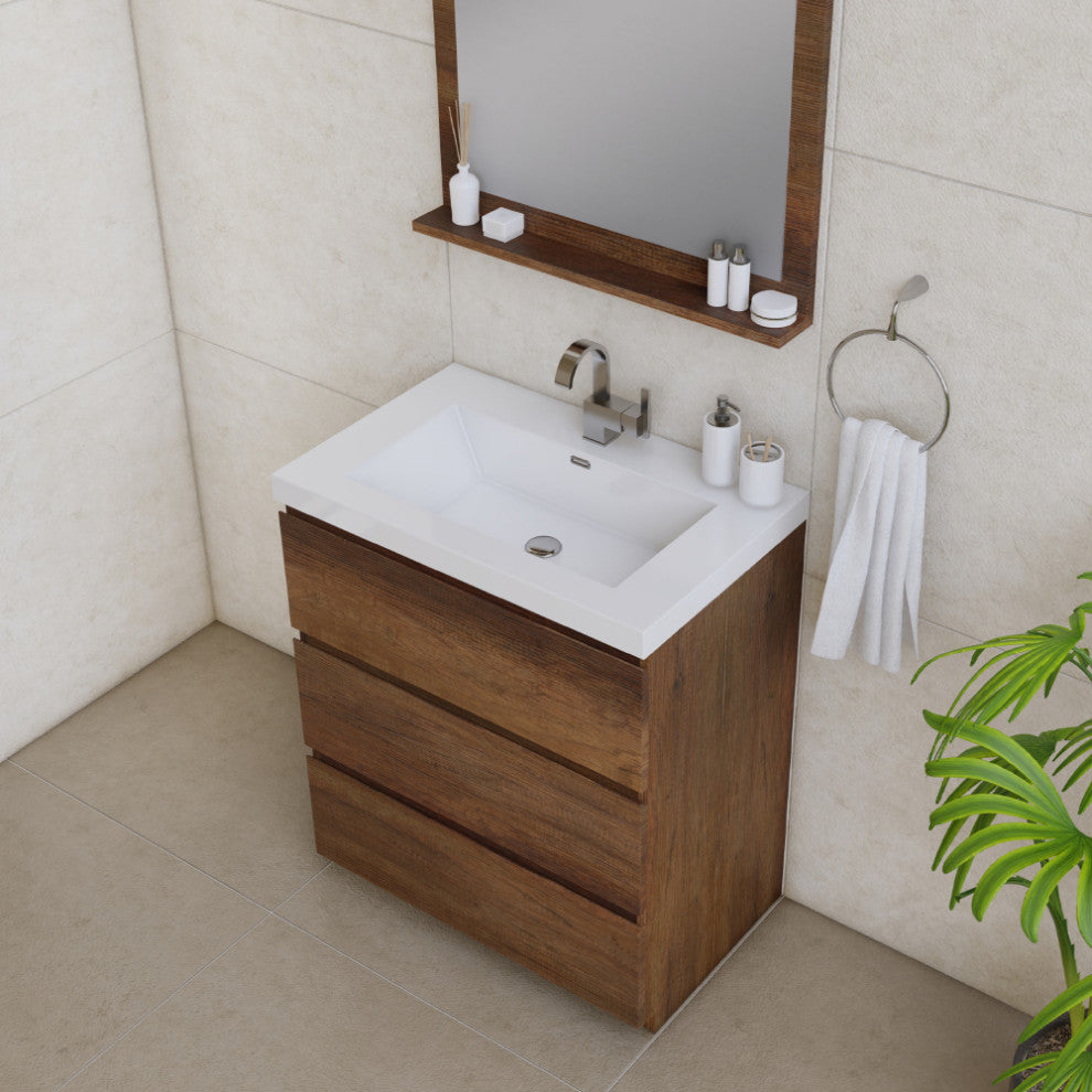 Paterno 30" Bathroom Vanity With Sink, Rosewood