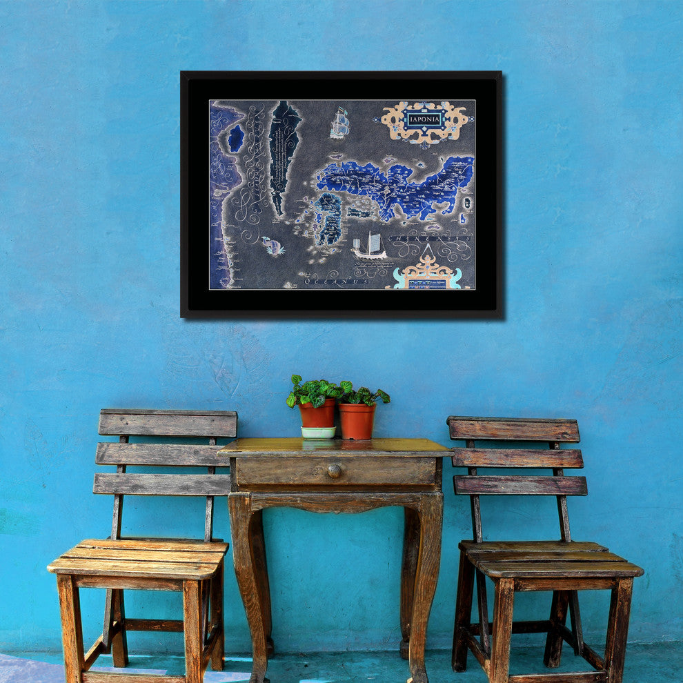 Japan Vintage Vivid Color Map Canvas, 28"x37"