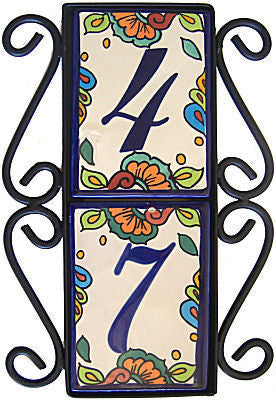 Wrought Iron Vertical House Number Frame Hacienda 2