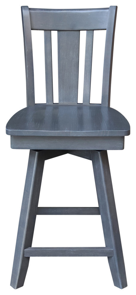 San Remo Counter Height Stool with 24 in. H Swivel Seat in Heather Gray