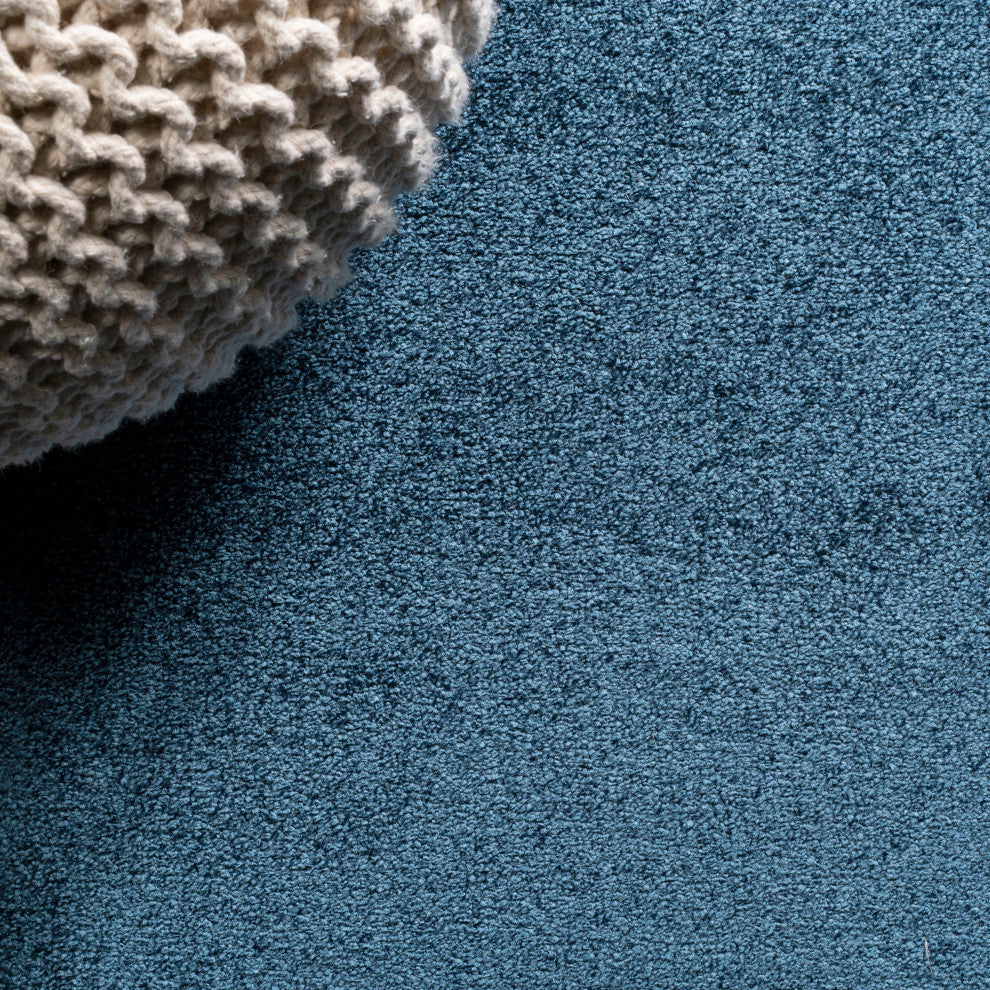 Haze Solid Low-Pile Runner Rug, Navy, 8 X 10